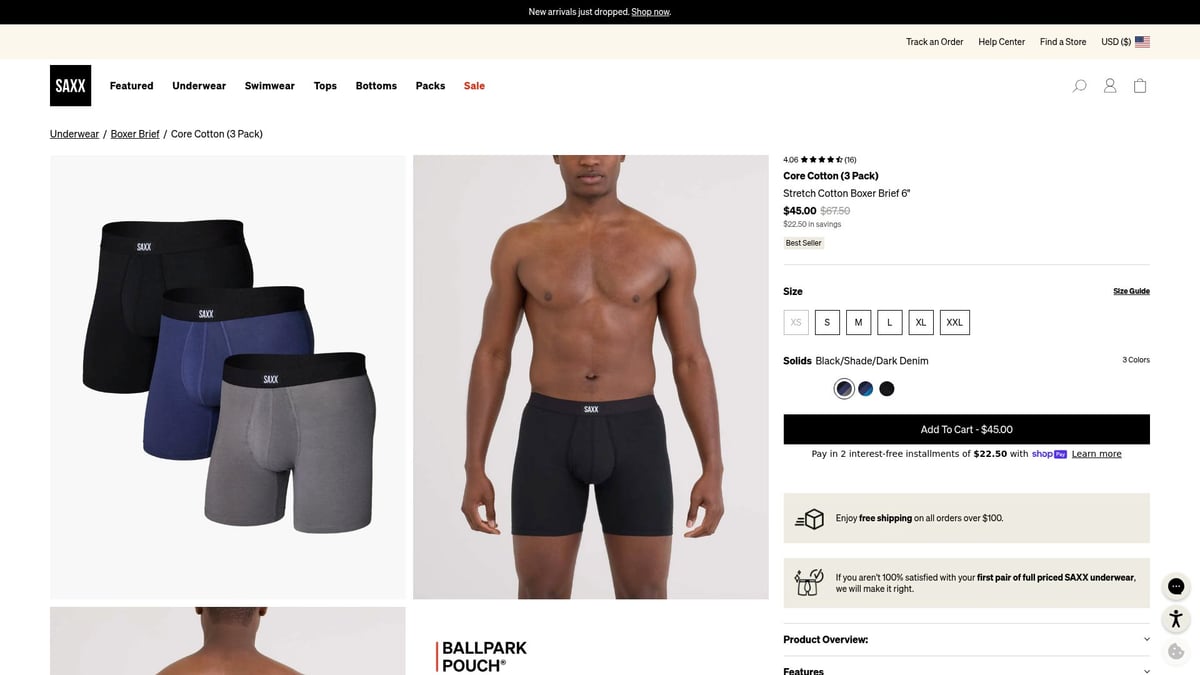 7 Best Breathable Underwear Picks for Everyday Comfort 2026 - Core Cotton Stretch Boxer Briefs (3-Pack) – $45