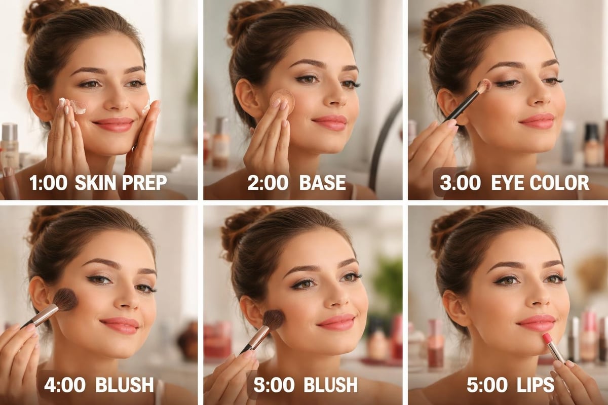 Natural makeup routine timeline