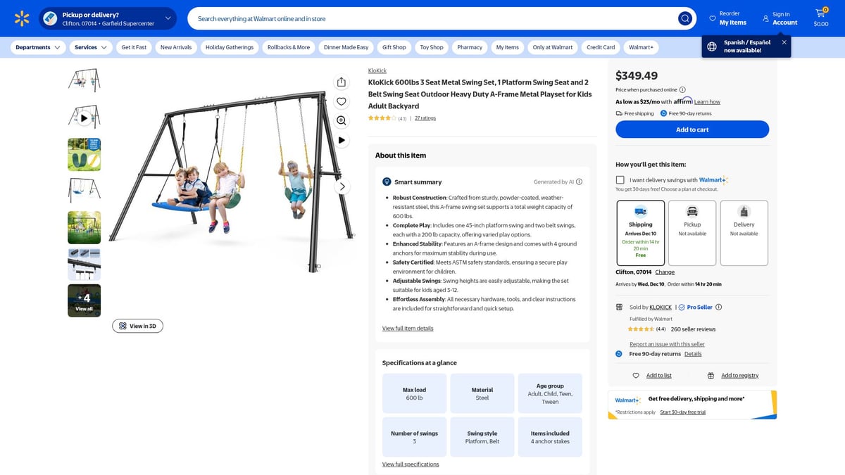 7 Best Adult Swing Set Picks for Fun and Relaxation in 2026 - KloKick 600lbs 3 Seat Metal Swing Set