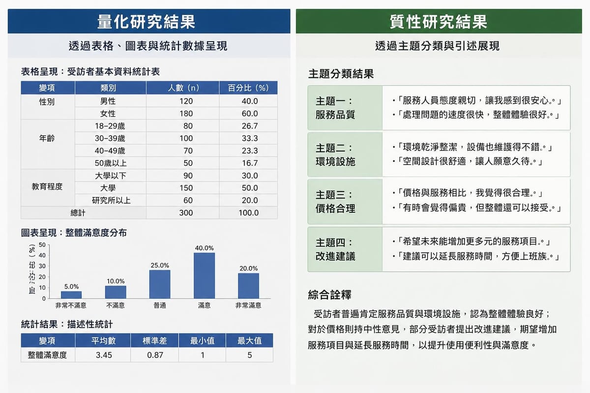 研究結果呈現方式