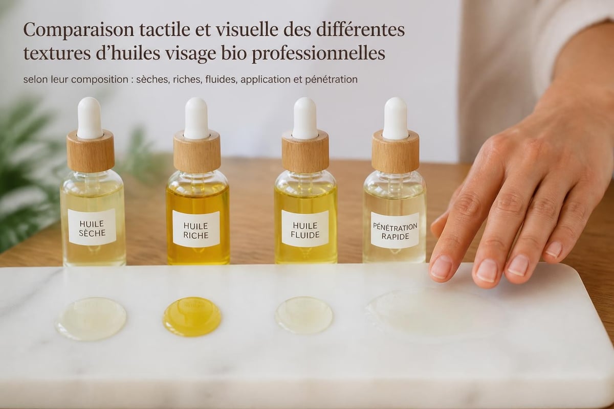 Textures d'huiles faciales bio