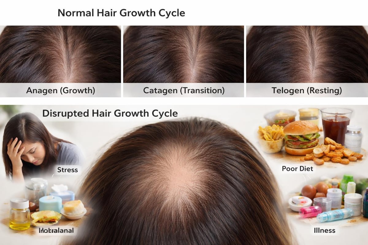 Hair growth cycle disruption
