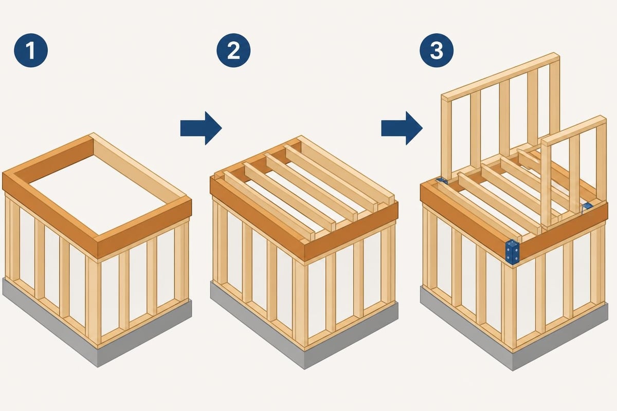 Upper floor timber frame assembly