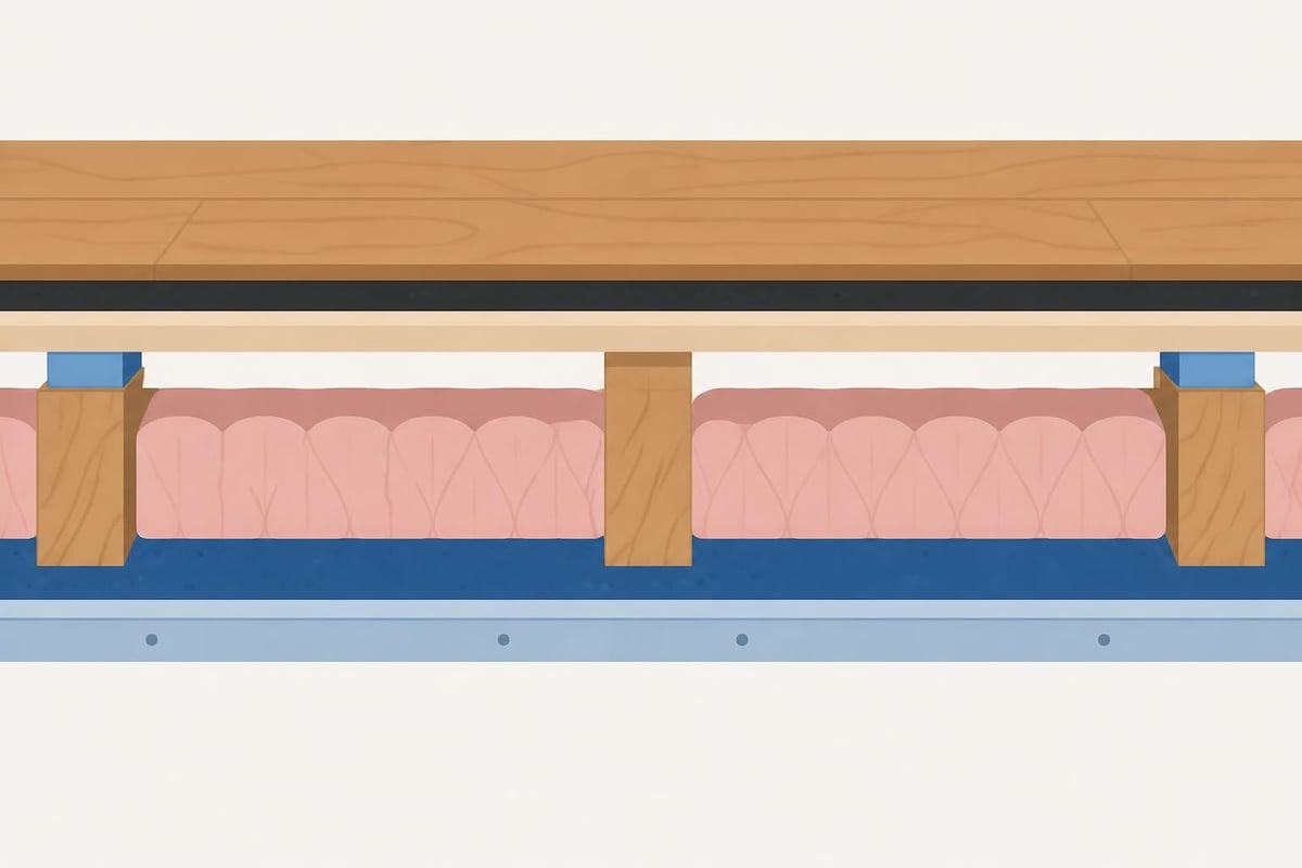 Acoustic floor construction layers