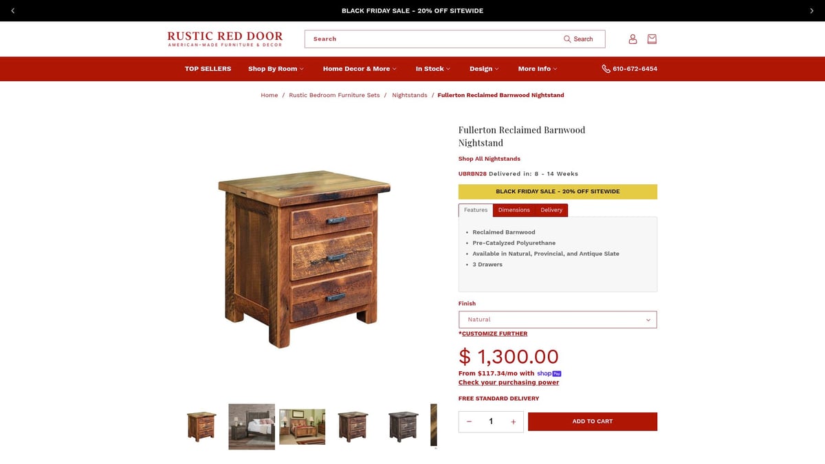 7 Best Rustic Nightstands to Elevate Your Bedroom in 2026 - Fullerton Reclaimed Barnwood Nightstand – Rustic Red Door
