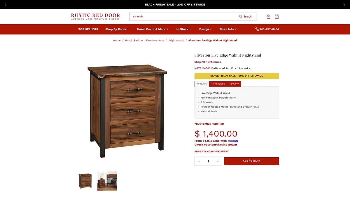7 Best Rustic Nightstands to Elevate Your Bedroom in 2026 - Silverton Live Edge Walnut Nightstand – Rustic Red Door