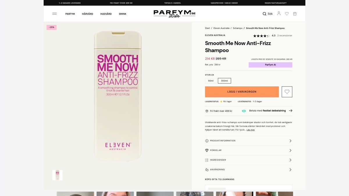 9 Bästa Veganskt Schampo 2026 För Naturligt Friskt Hår - Eleven Australia Smooth Me Now Anti-Frizz Shampoo