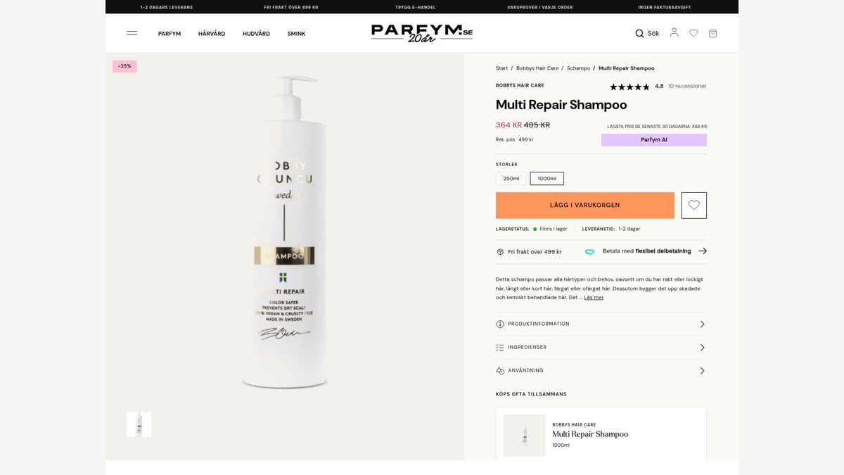 9 Bästa Veganskt Schampo 2026 För Naturligt Friskt Hår - Bobbys Hair Care Multi Repair Shampoo