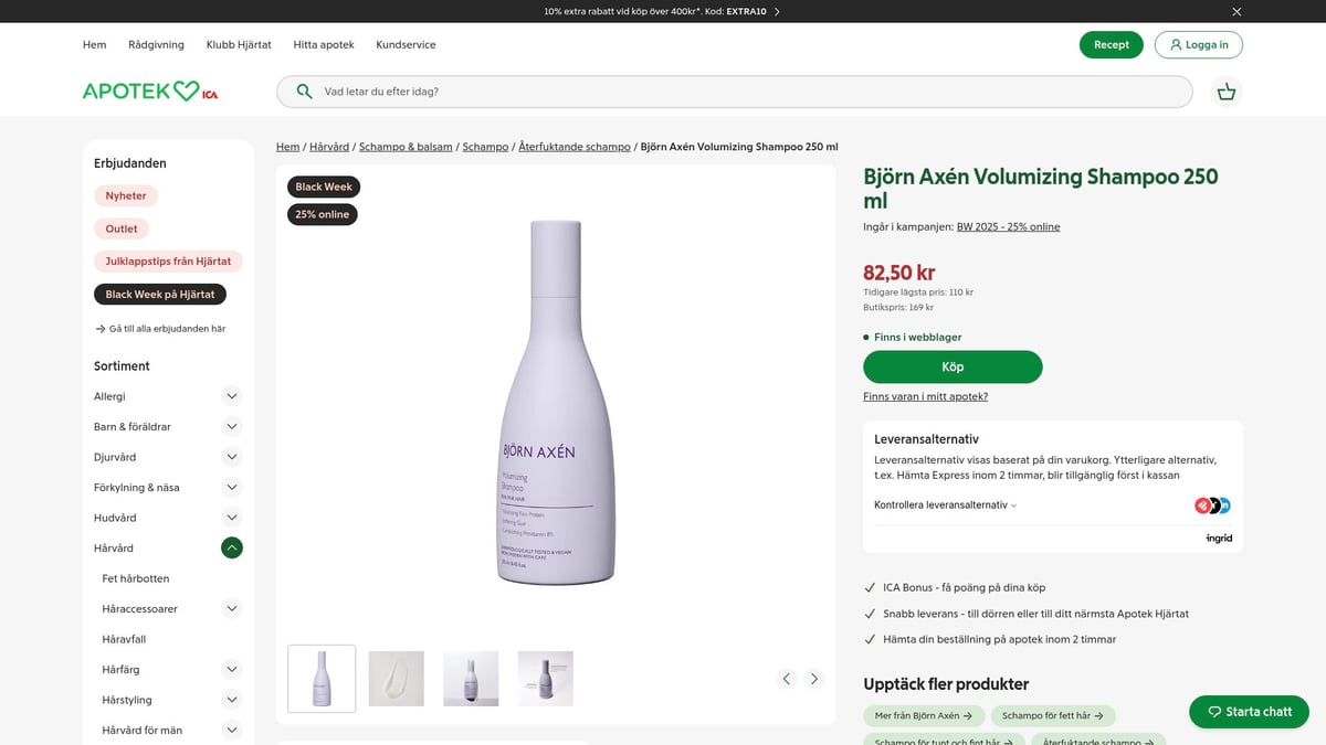 9 Bästa Veganskt Schampo 2026 För Naturligt Friskt Hår - Björn Axén Volumizing Shampoo