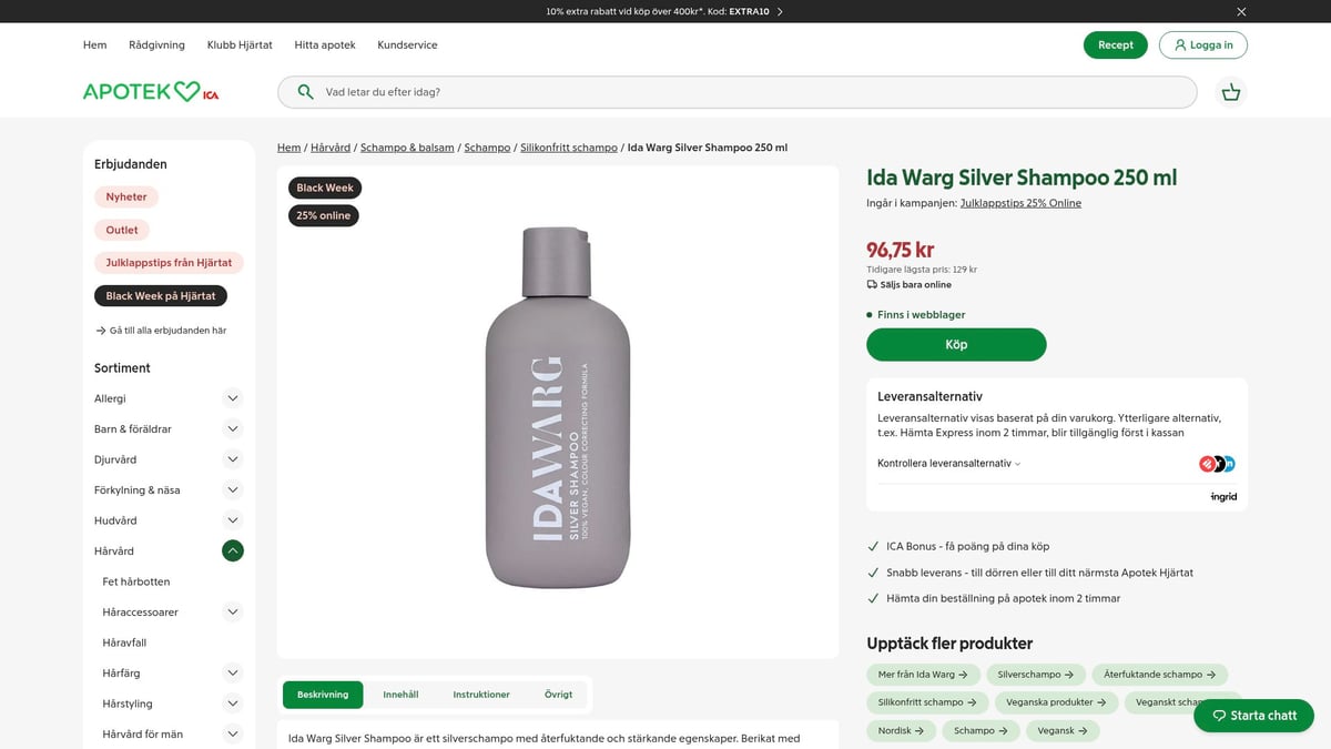 9 Bästa Veganskt Schampo 2026 För Naturligt Friskt Hår - Ida Warg Silver Shampoo