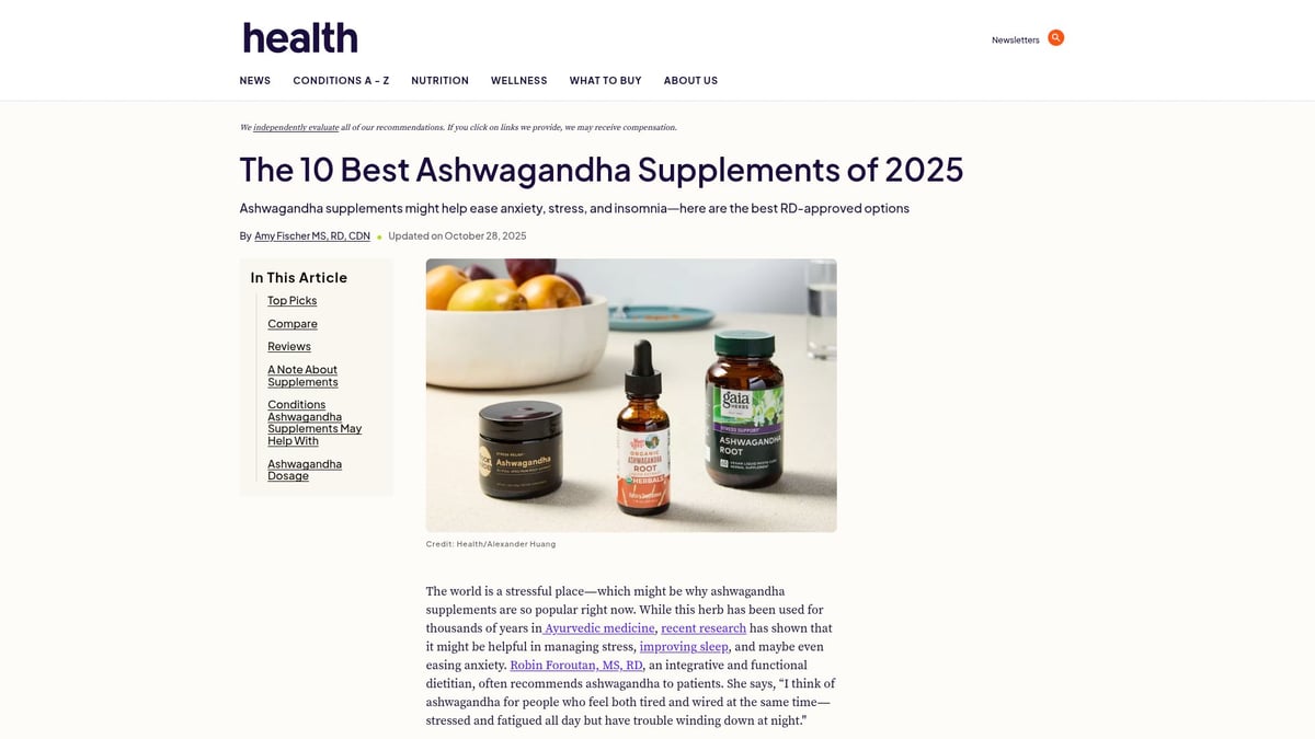Top 8 Supplements for Anxiety: Natural Relief in 2026 - Ashwagandha Extract