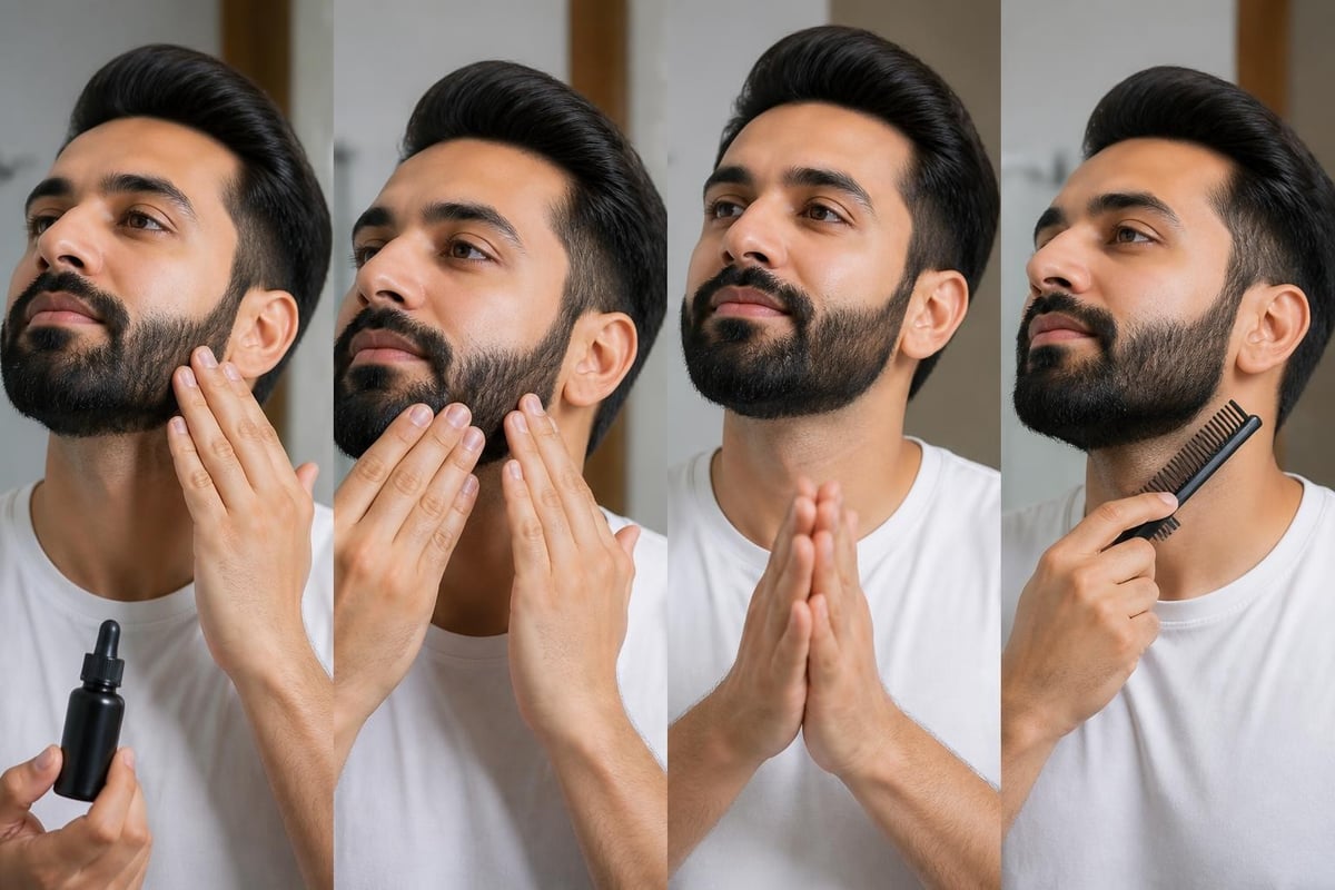 Beard serum application technique