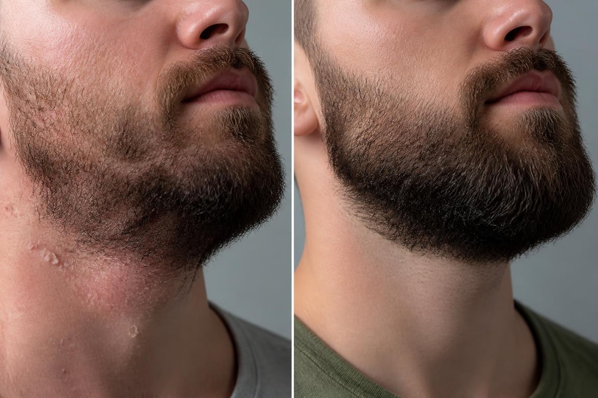 Timeline showing beard damage progression