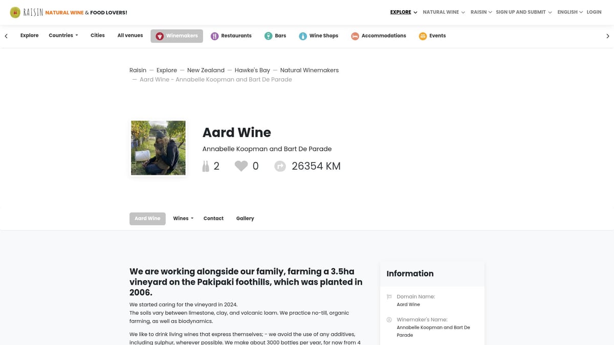 12 Best Natural Wine New Zealand Picks to Try in 2026 - Annabelle Koopman & Bart De Parade – Aard Wine (Hawke’s Bay)