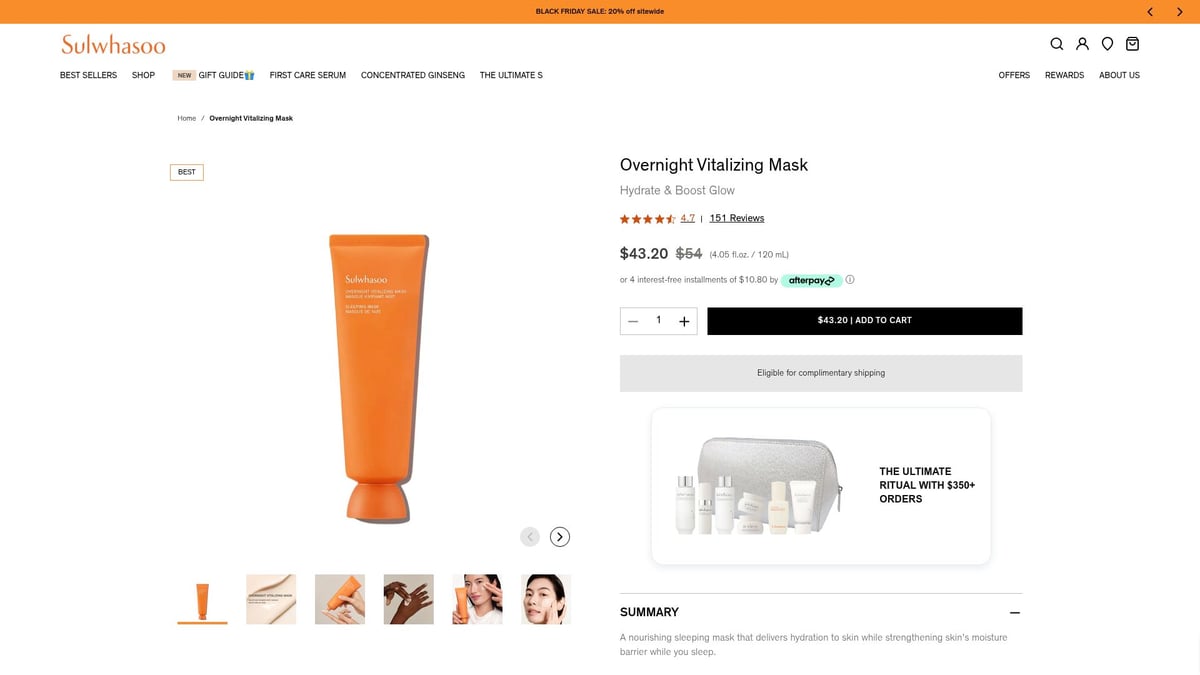 8 Must-Try Korean Face Mask Picks for Radiant Skin in 2026 - Sulwhasoo Overnight Vitalizing Mask