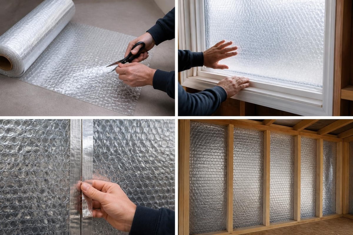 Installing bubble wrap insulation