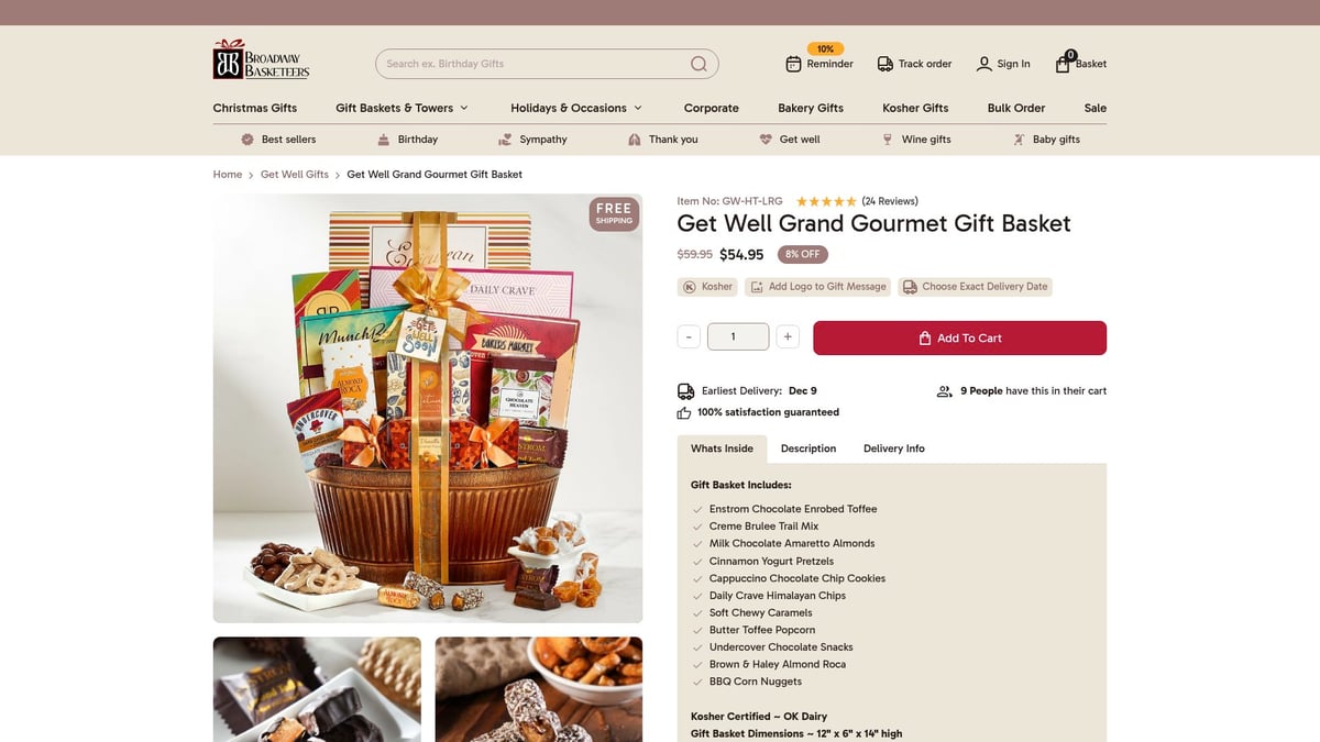 7 Thoughtful Ideas for a Gift Basket After Surgery in 2026 - Broadway Basketeers Get Well Grand Gourmet Gift Basket