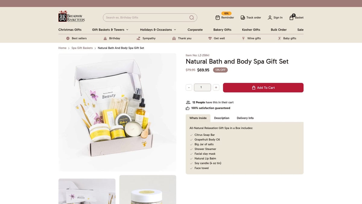 7 Thoughtful Ideas for a Gift Basket After Surgery in 2026 - Natural Bath and Body Spa Gift Set by Broadway Basketeers