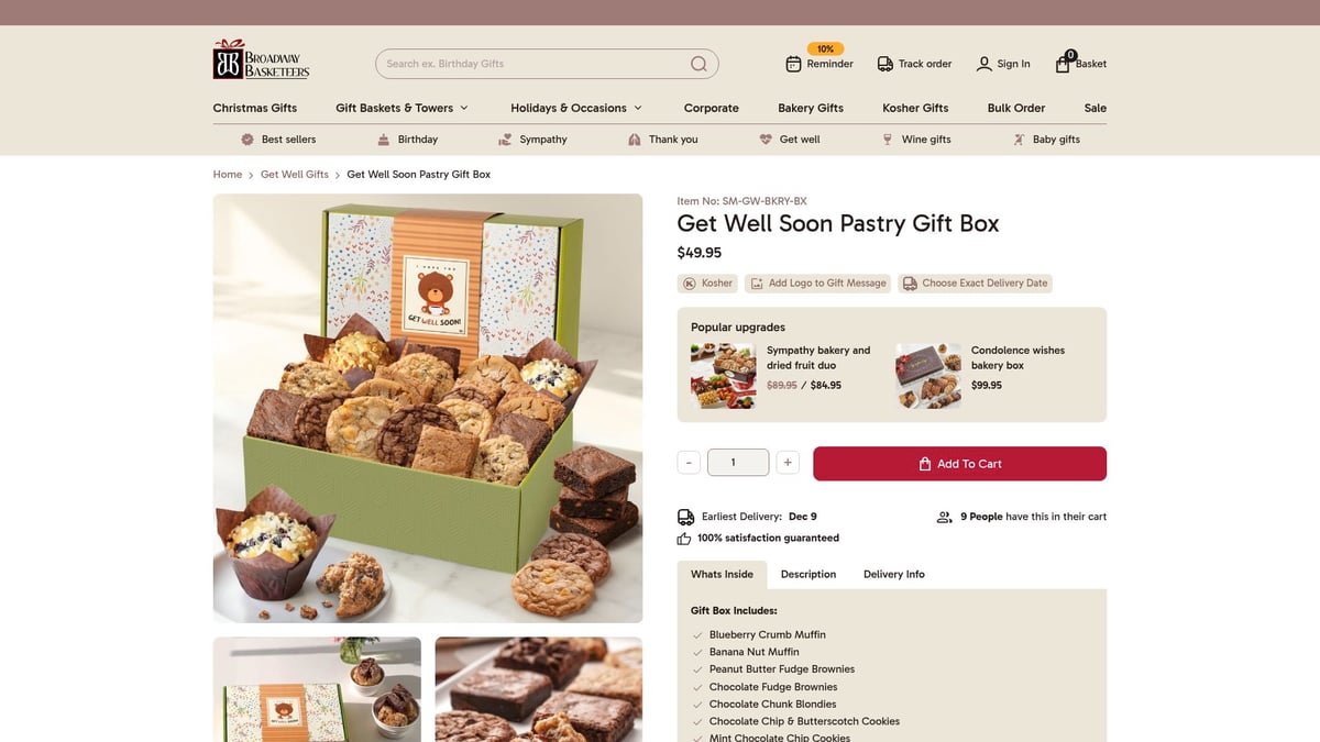 7 Thoughtful Ideas for a Gift Basket After Surgery in 2026 - Get Well Soon Pastry Gift Box by Broadway Basketeers