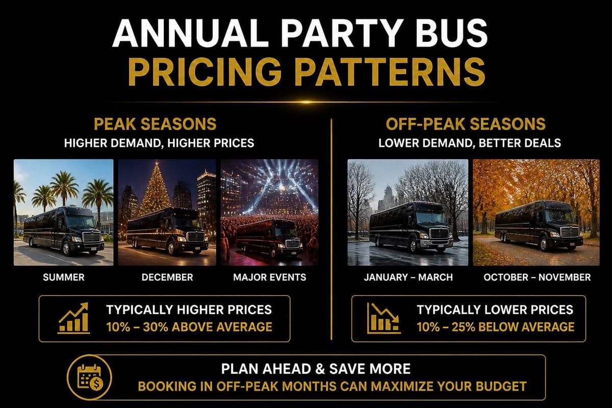 Seasonal pricing calendar for party buses