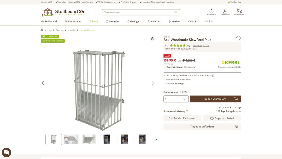 Heuraufe Für Pferde: 7 Innovative Modelle 2026 - KERBL Box-Wandraufe SlowFeed Plus