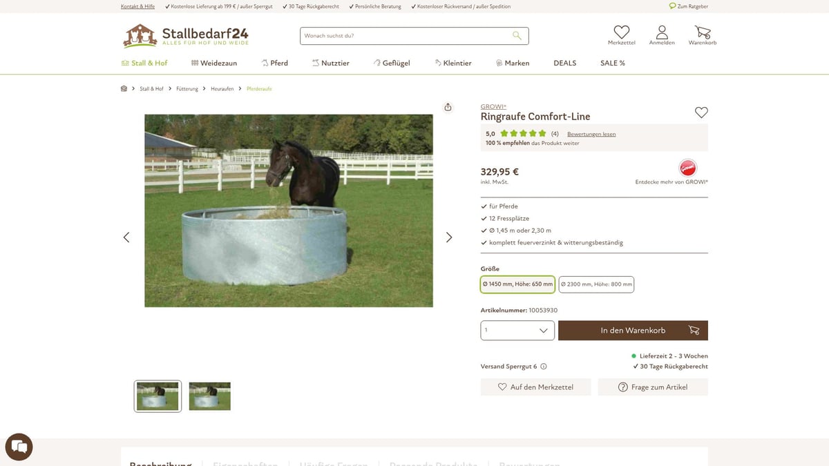 Heuraufe Für Pferde: 7 Innovative Modelle 2026 - GROWI® Ringraufe Comfort-Line