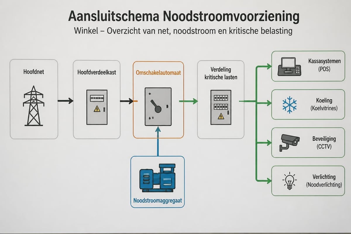Noodstroom schakelschema winkel