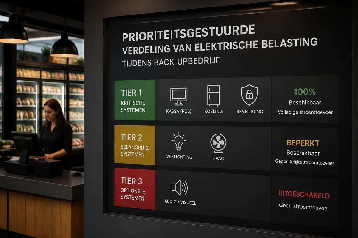 Stroomverdeling winkel tijdens noodstroom