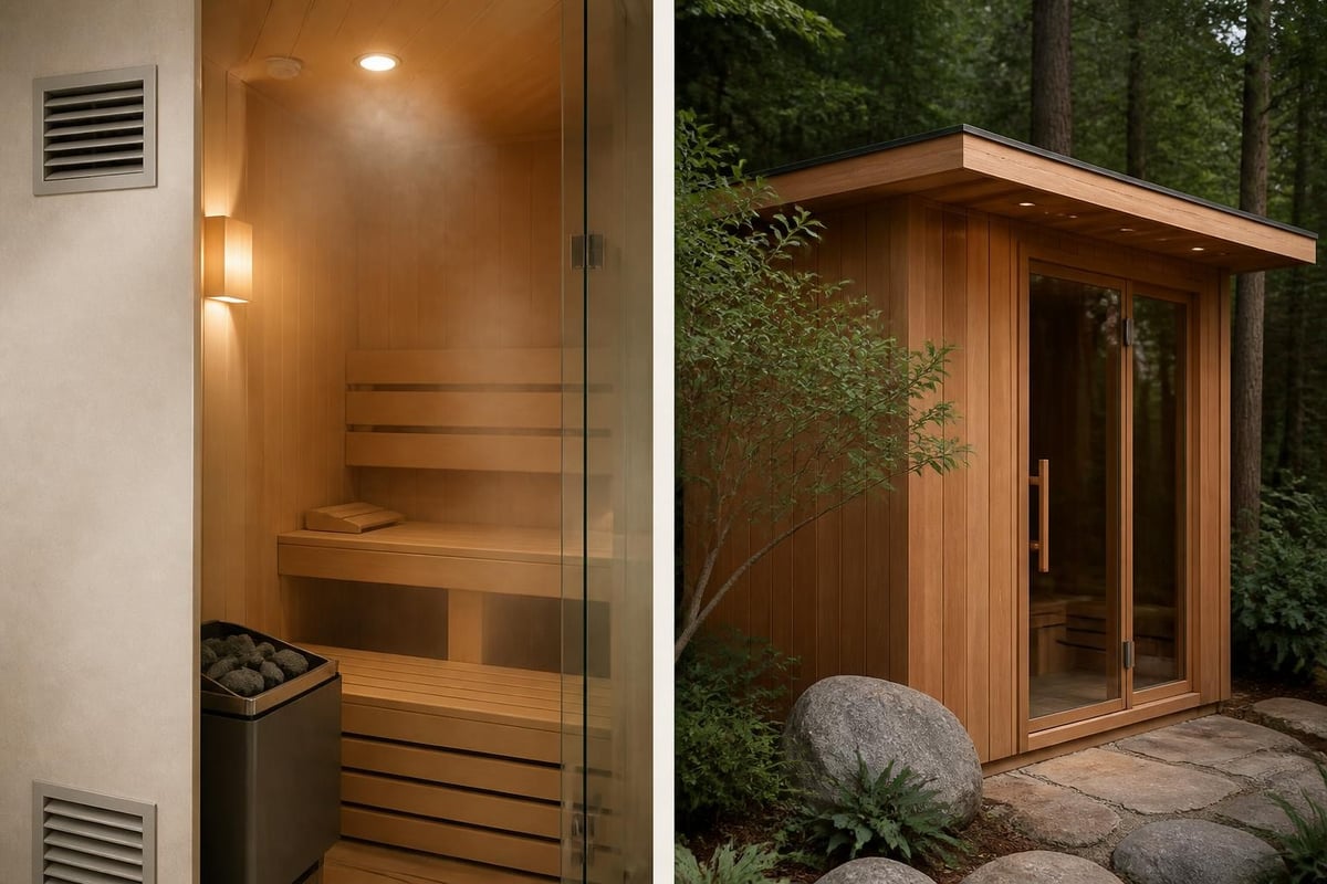 Indoor and outdoor sauna comparison