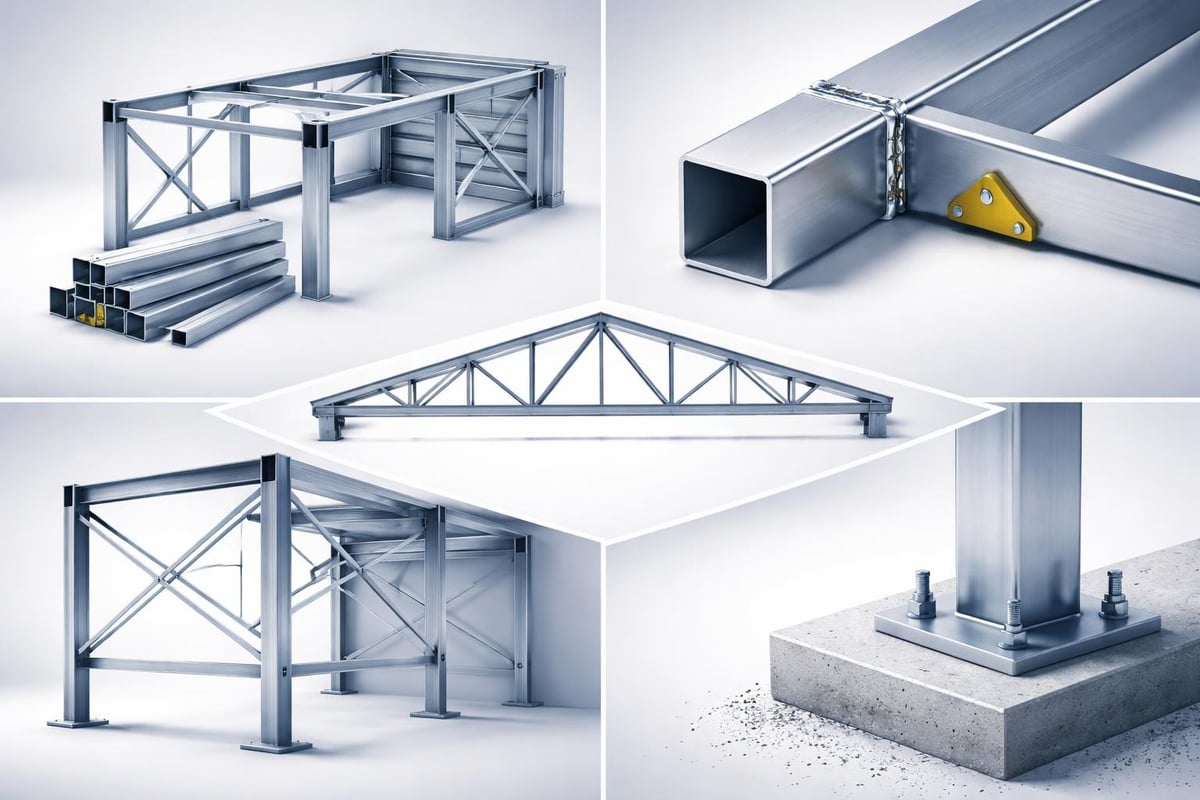 Metal garage framing components