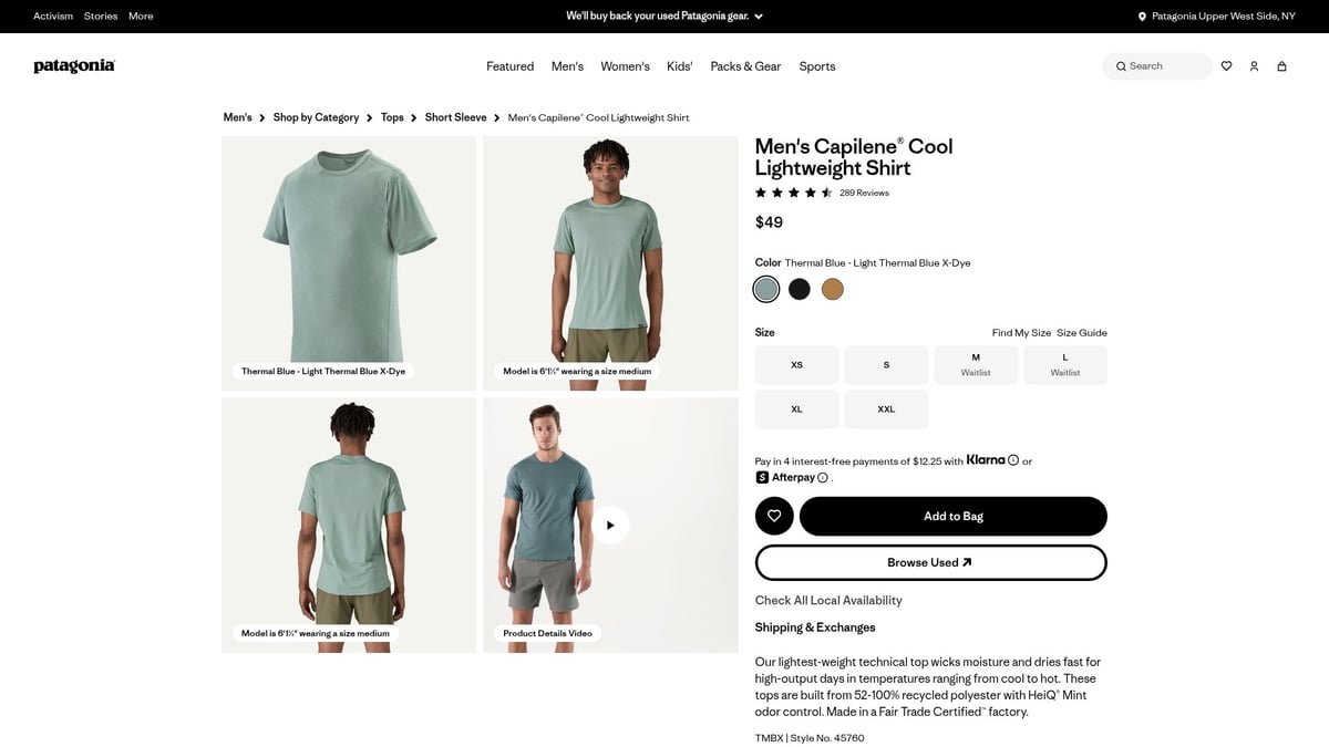 9 Essential Movement Shirts for Active Lifestyles in 2025 - Patagonia Capilene Cool Lightweight Shirt
