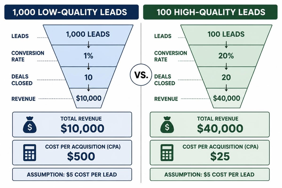 Lead quality ROI comparison