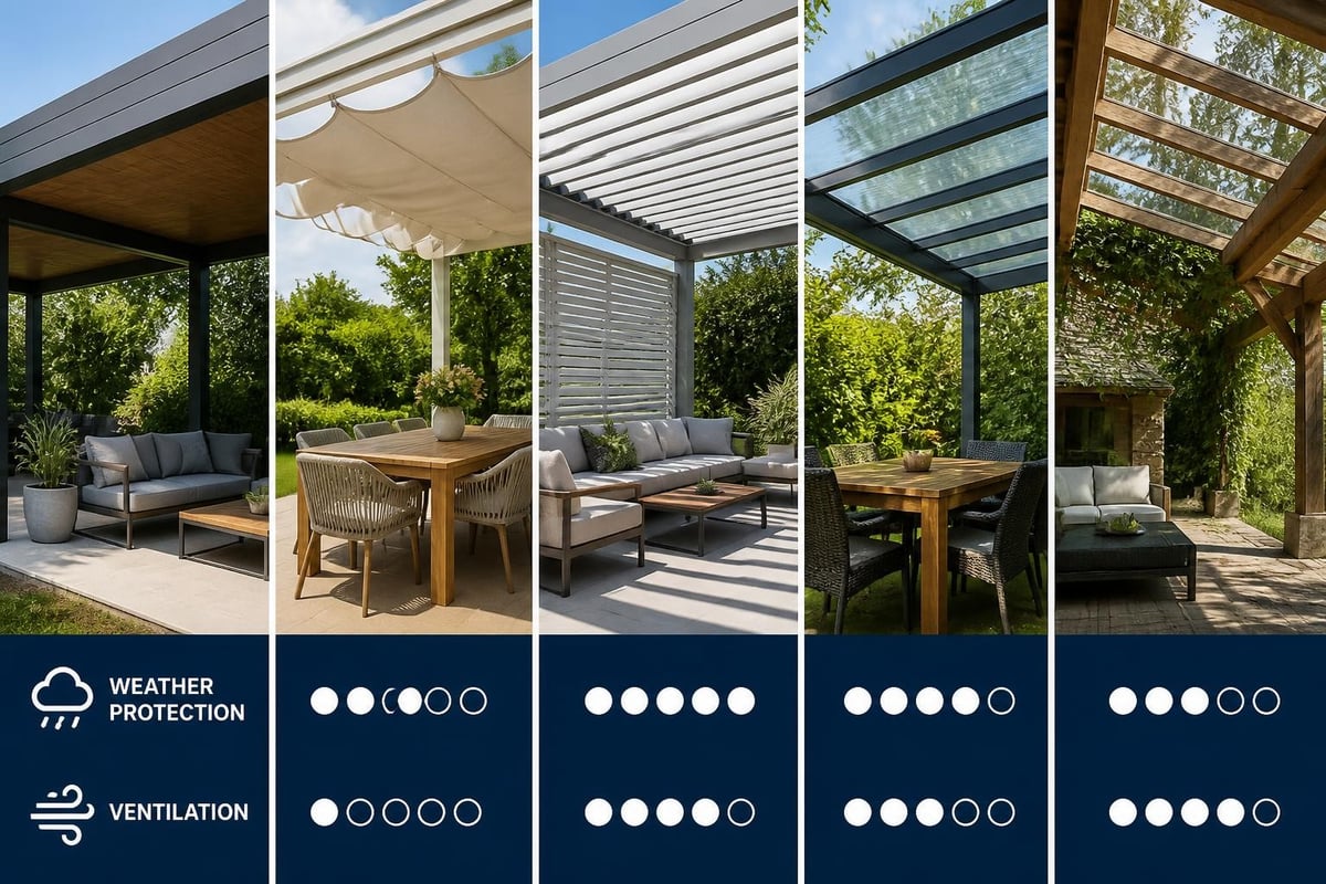Pergola roof types comparison