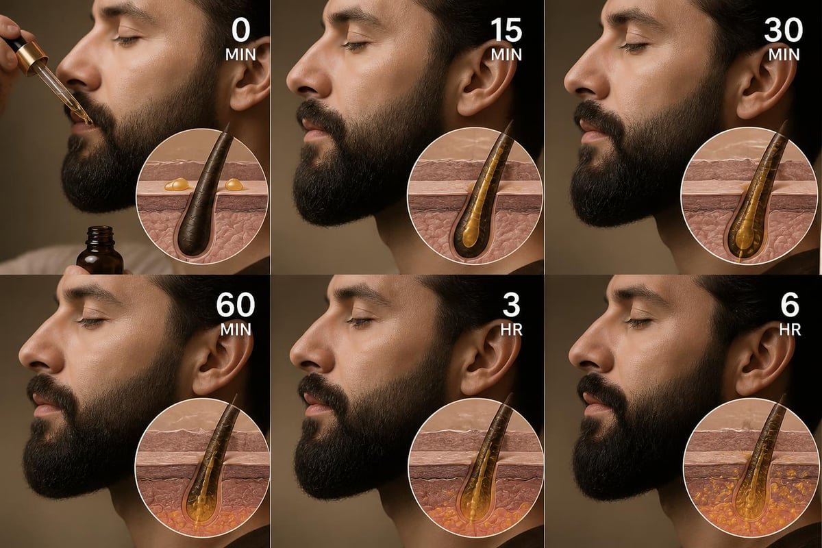 Beard oil absorption process