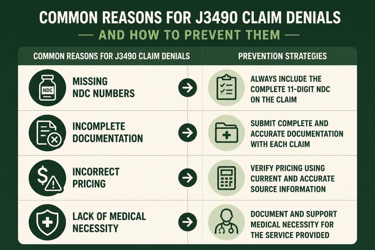 J3490 claim denial prevention