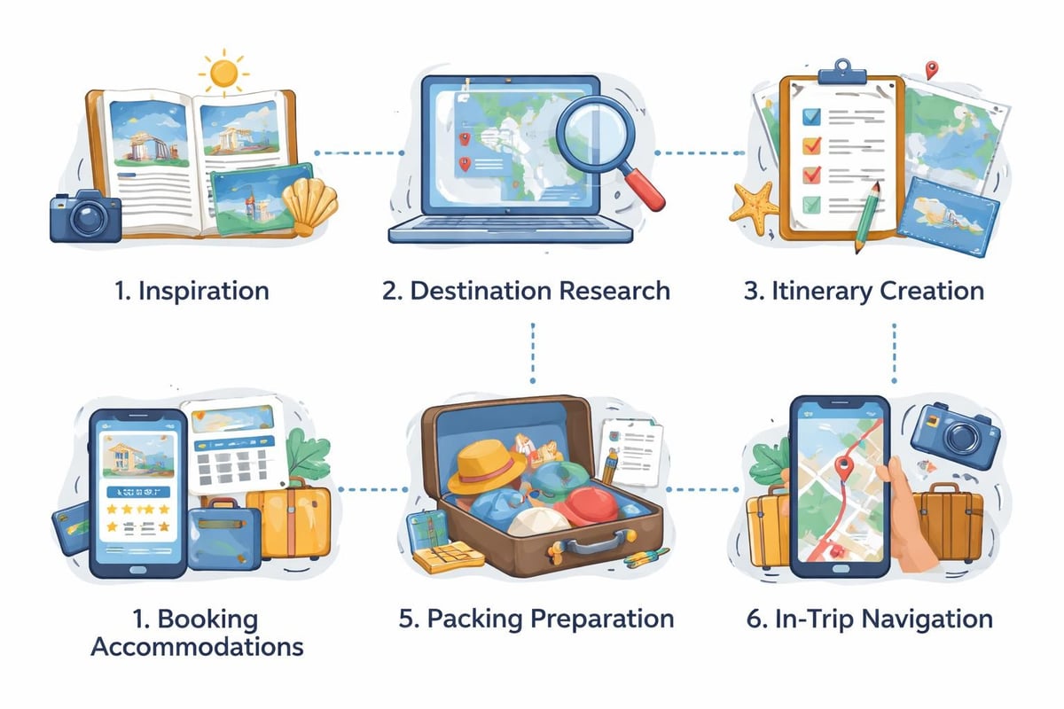 Travel planning workflow stages