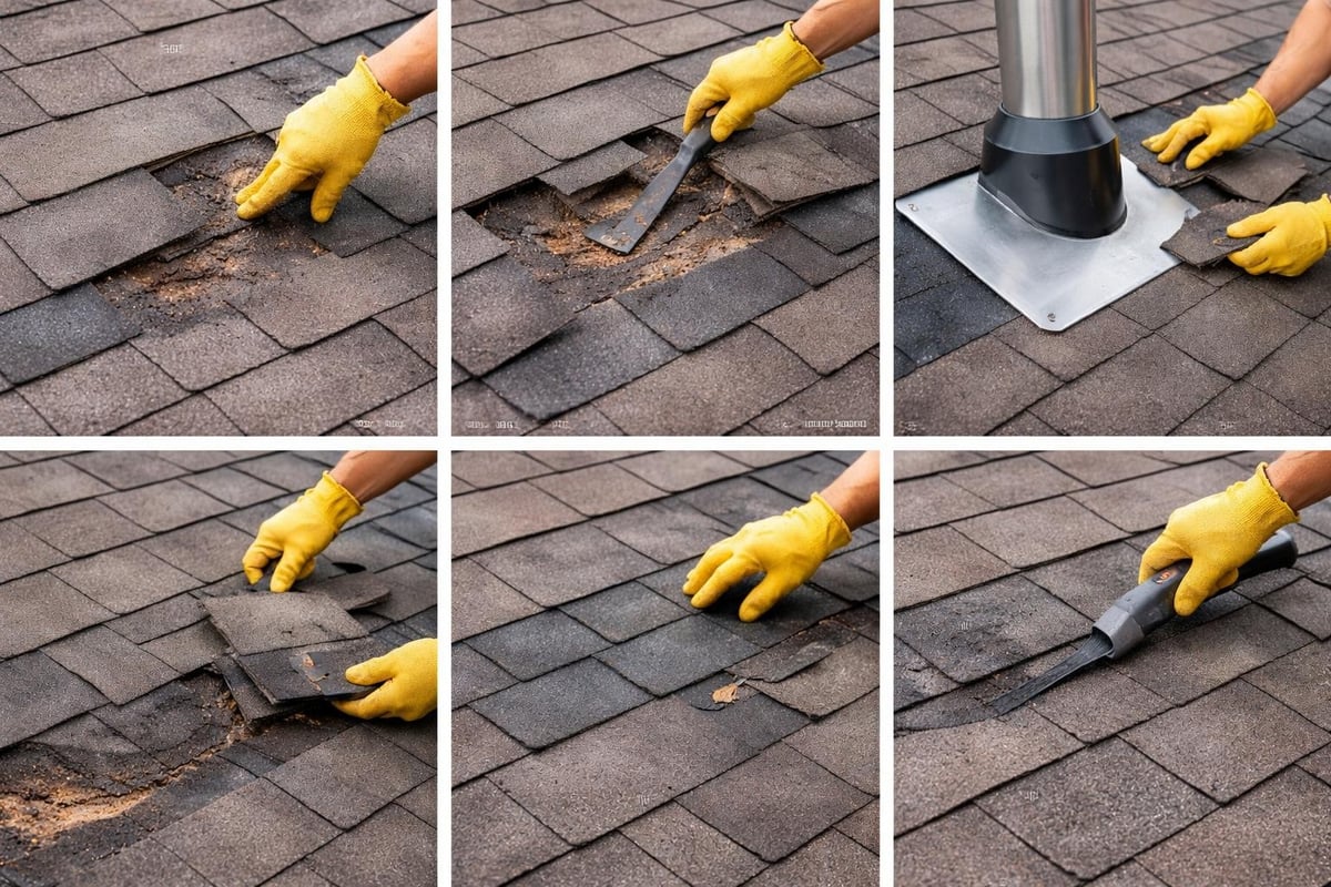 Shingle roof repair process