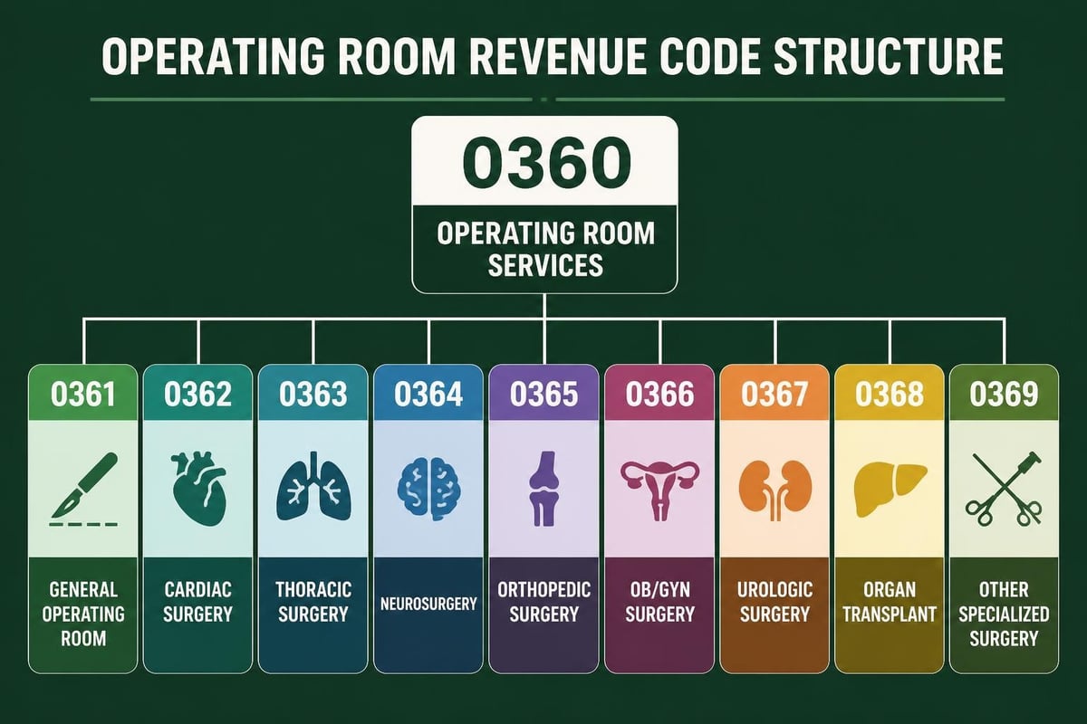 Revenue code 0360 subcategories
