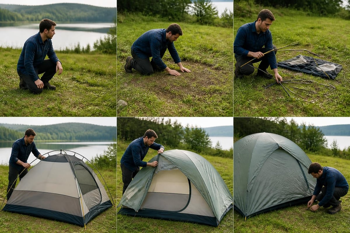 Camping tent setup steps
