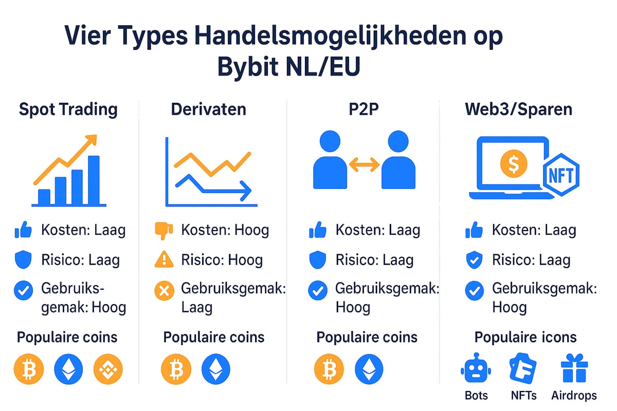 Handelsmogelijkheden op Bybit NL/EU: Spot, Derivaten, P2P & Meer