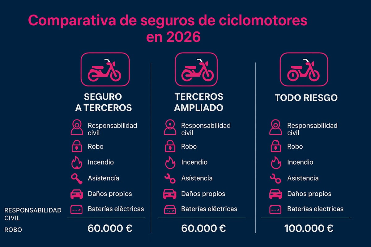 Seguros de Ciclomotores: Guía Esencial para 2026 2 Tipos de seguros de ciclomotor y coberturas disponibles