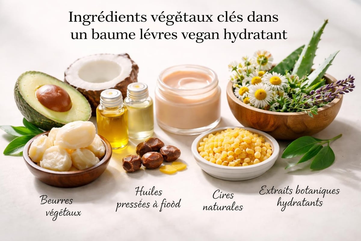 Composition d'un baume à lèvres vegan