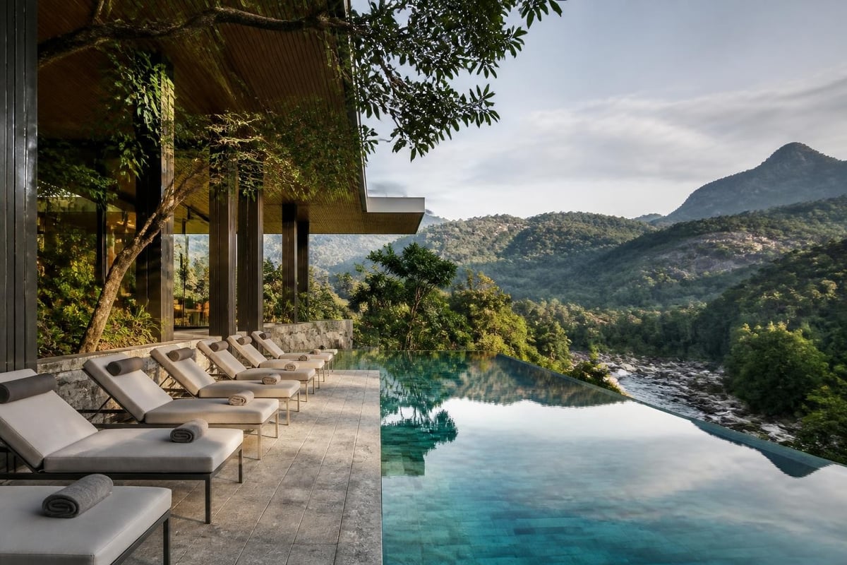 Luxury pool integration with natural landscape