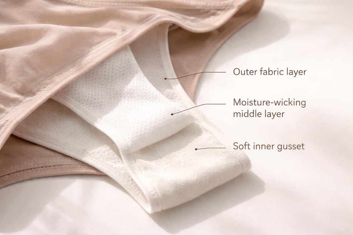 Panties front fabric composition