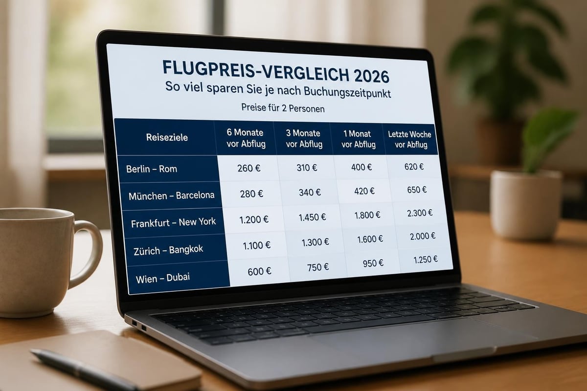 Flugpreisvergleich verschiedene Buchungszeitpunkte