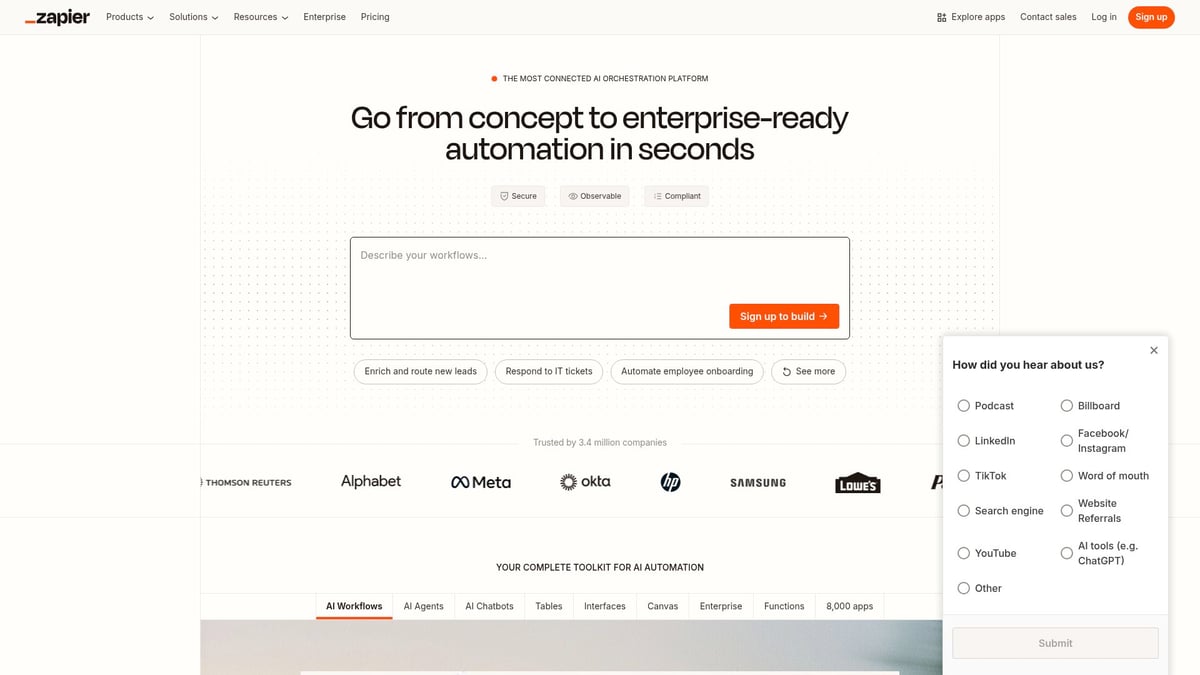 7 Strumenti IA Usati Per Migliorare Processi Aziendali Nel 2025 - Zapier: Integrazione E Automazione No-Code