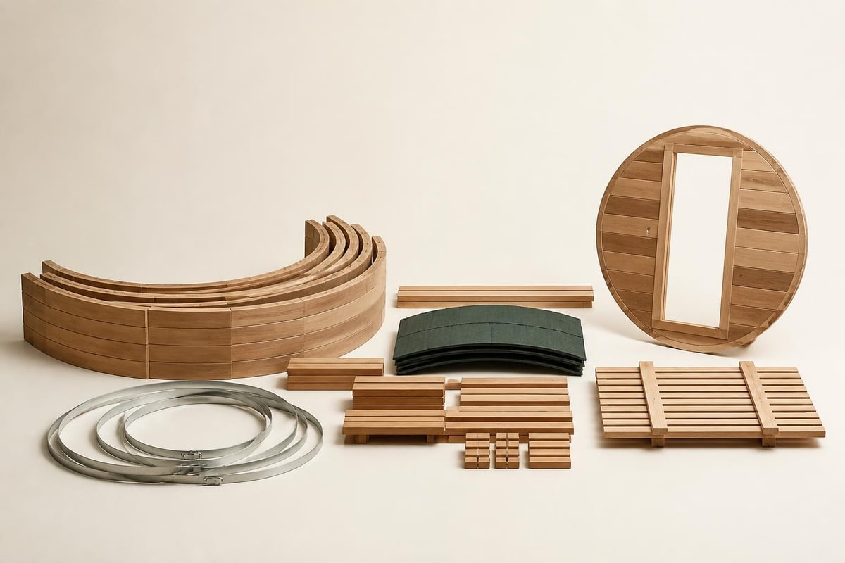 Barrel sauna kit components