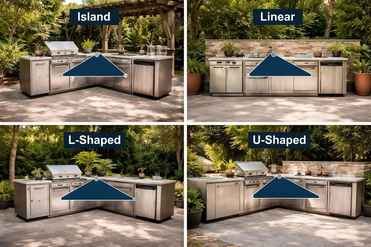 Outdoor kitchen modular layouts