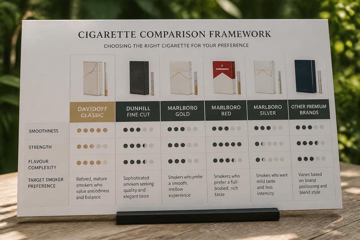 Premium cigarette comparison chart