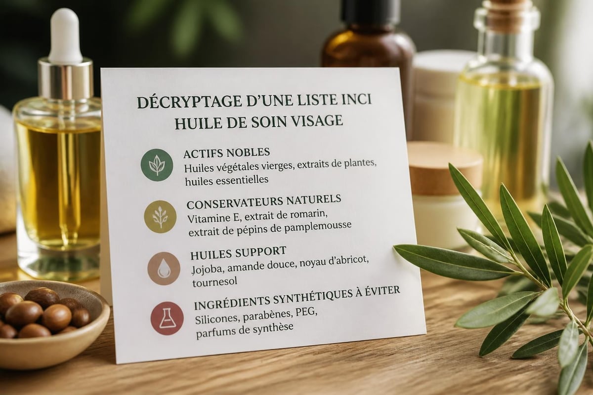 Analyse composition huile faciale